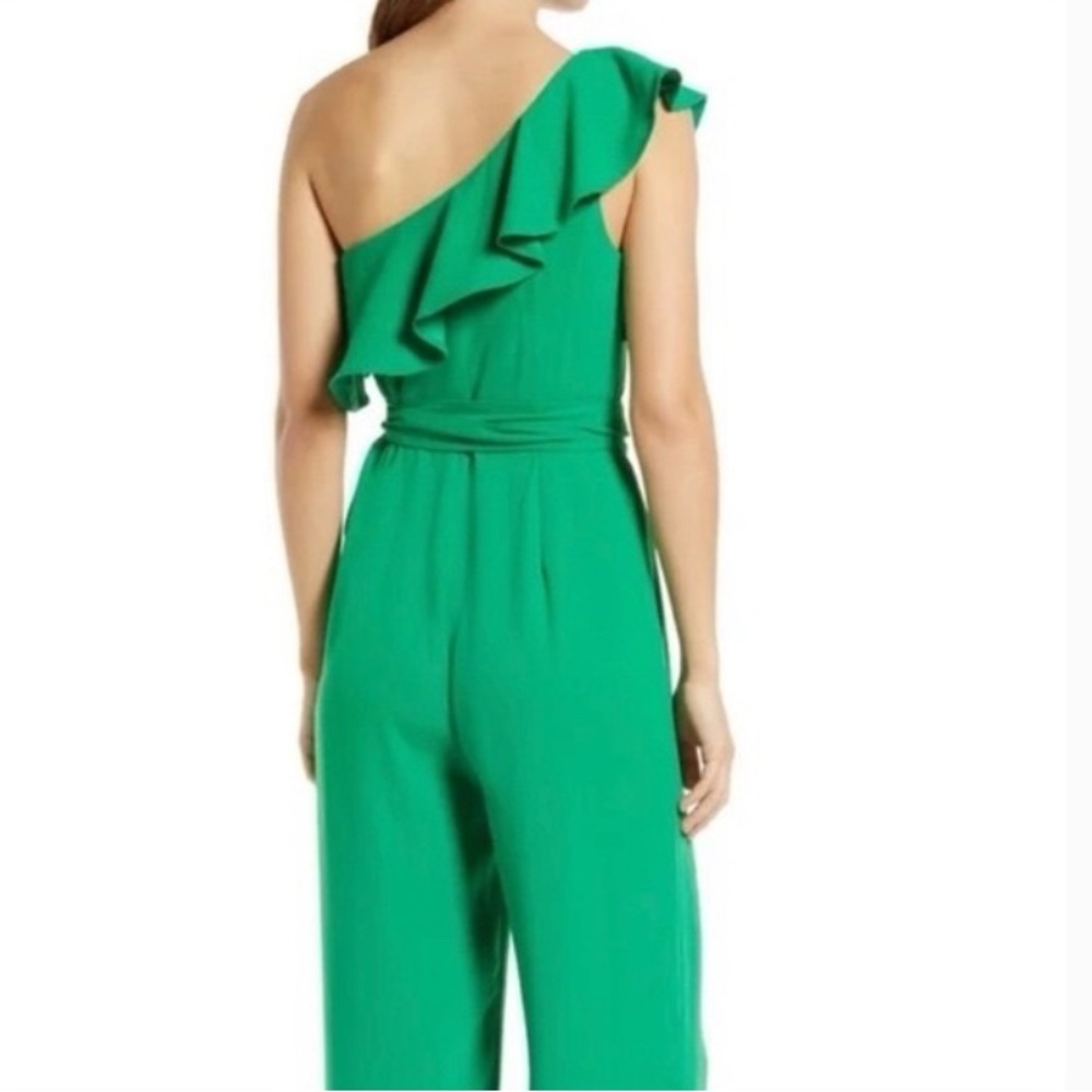 *NWT* Lilly Pulitzer Kelly Green One Shoulder Lyra Jumpsuit - Picture 2 of 7